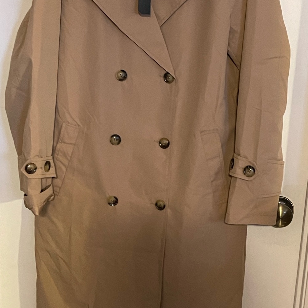Risissada Tan Double Breasted Trench Coat, size L